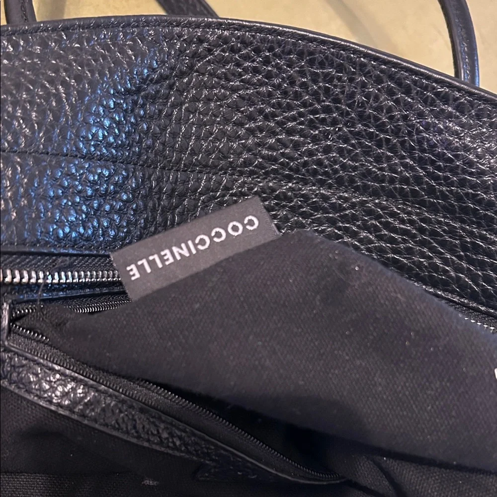 Coccinelle Black Pebbled Leather Satchel Bag – Italian Leather Crossbody